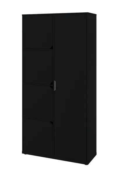 KSR6-82 P skříň šatní, 1x výsuvné ramínko, 4x dvířka, 2053x1022x400 mm, provedení pravé, černá